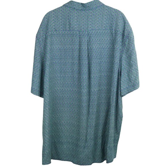 Nat Nast 100% Silk Button Down Shirt XL Blue‎ Short Sleeve Luxe Lounge - Picture 6 of 10